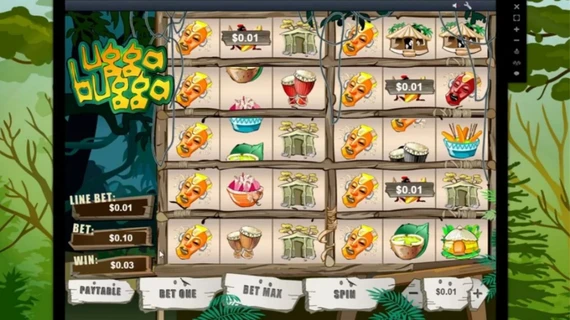 Ugga Bugga near max win of 950x showing almost perfect payline alignment