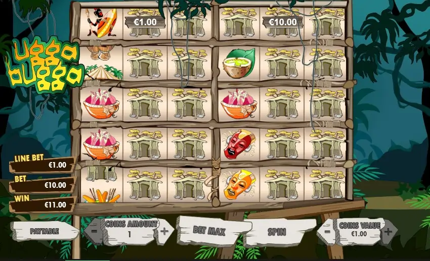 Ugga Bugga mobile features showing Multispin and Hold mechanics