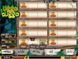 Ugga Bugga slot profile showing 3x10 grid with jungle tribal theme
