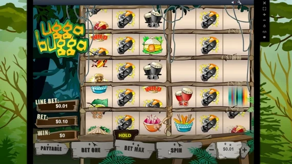 Ugga Bugga maximum win path showing optimal hold strategy across 10 rows