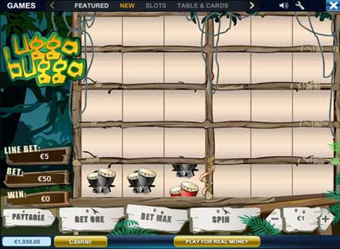 Ugga Bugga slot gameplay showing the 3x10 grid with tribal symbols and hold feature active
