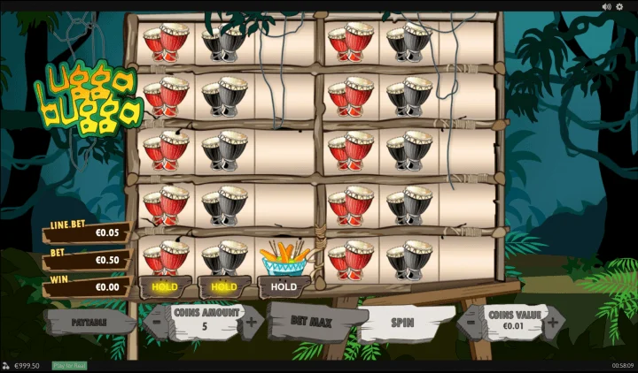 Ugga Bugga full interface showing bet controls and game grid