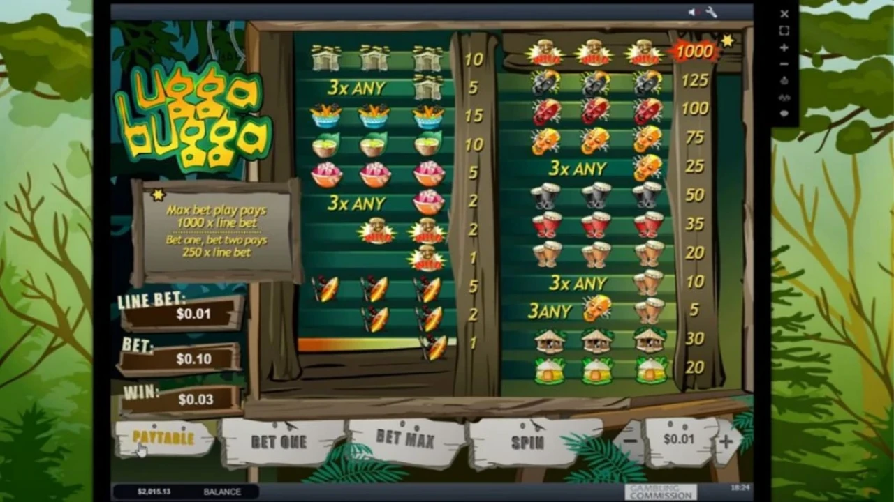 Ugga Bugga wild tribal mask symbol that substitutes for all symbols and pays 1000x