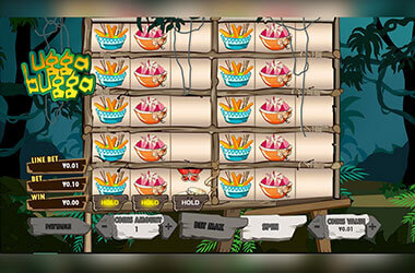 Ugga Bugga Golden Mask wild symbol landing on reels